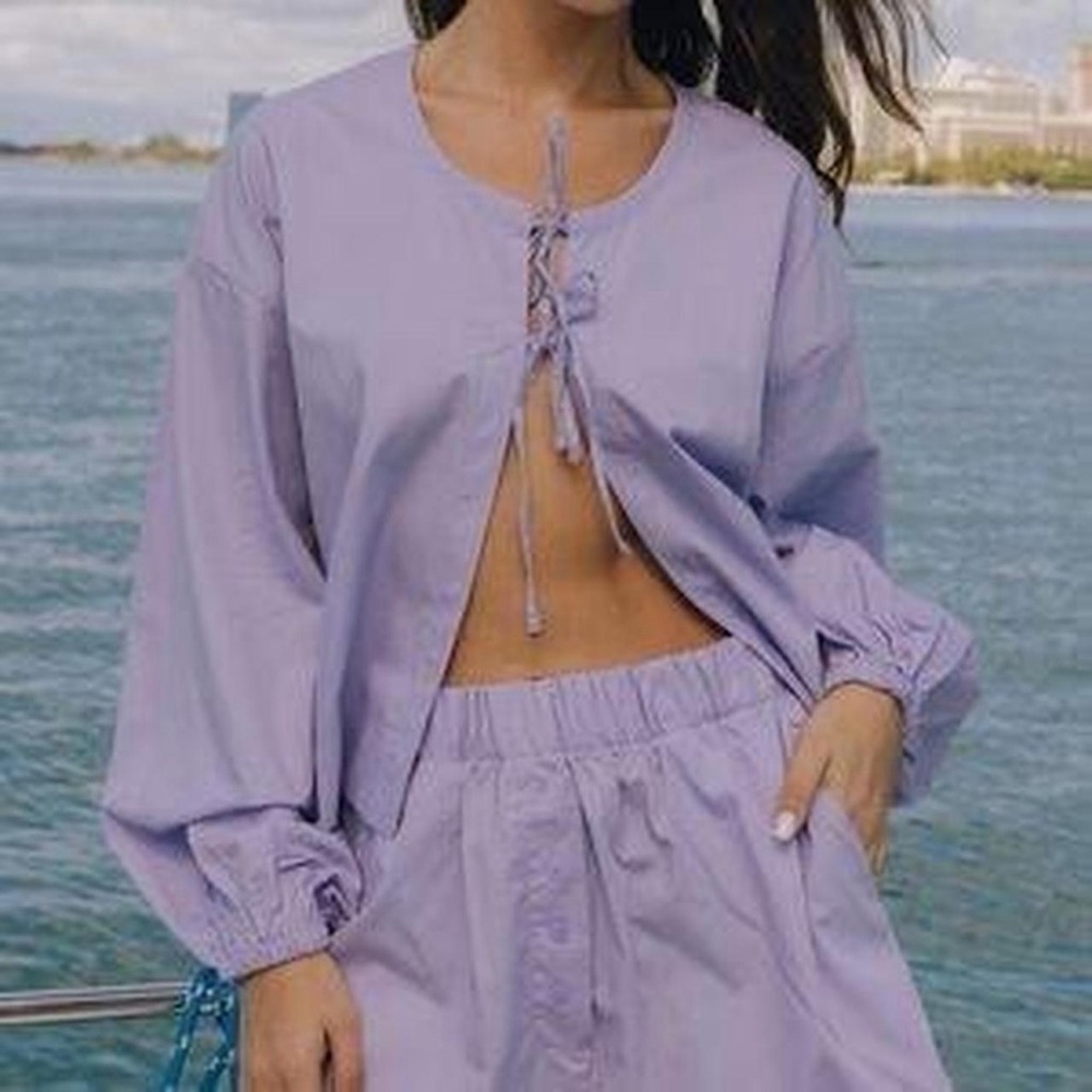 Daily Drills Light Purple Poplin Tie Top
